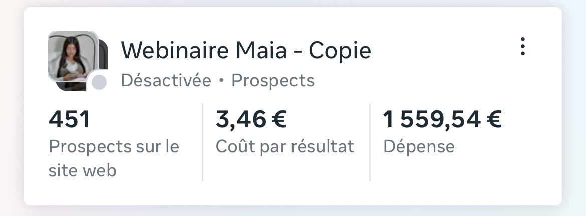 Stats campagne — CPL 3,46€